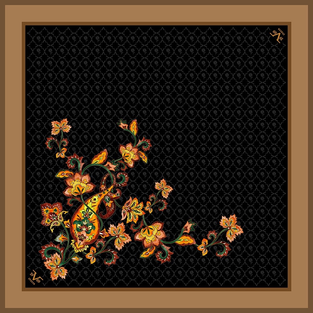 EŞARPMonogram Desen Black Seri Twill Eşarp Askısı ile Birlikte 90x90 cm