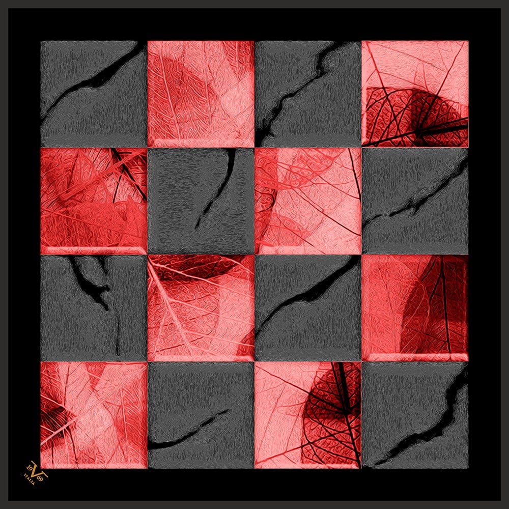 ScarfPatchwork Desen Black Seri Twill Eşarp Askısı ile Birlikte 90x90 cm