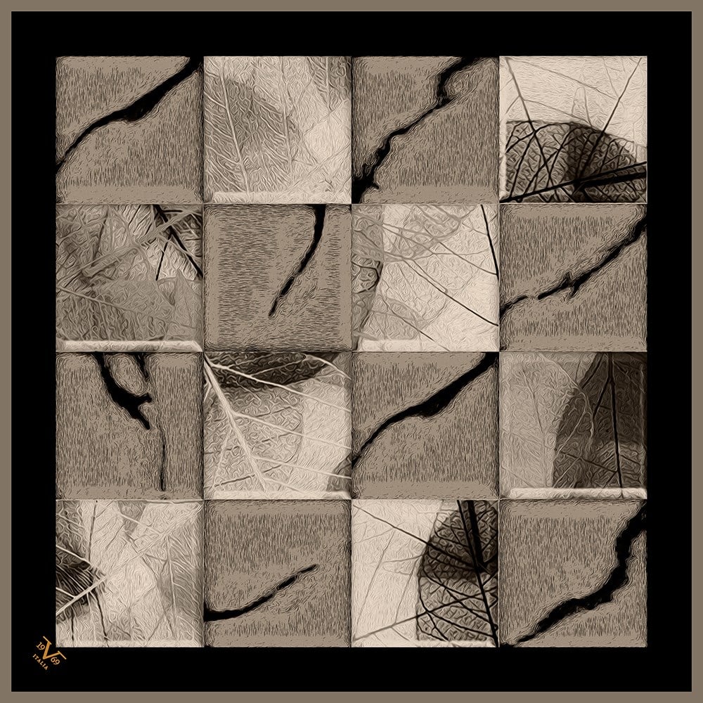 ScarfPatchwork Desen Black Seri Twill Eşarp Askısı ile Birlikte 90x90 cm