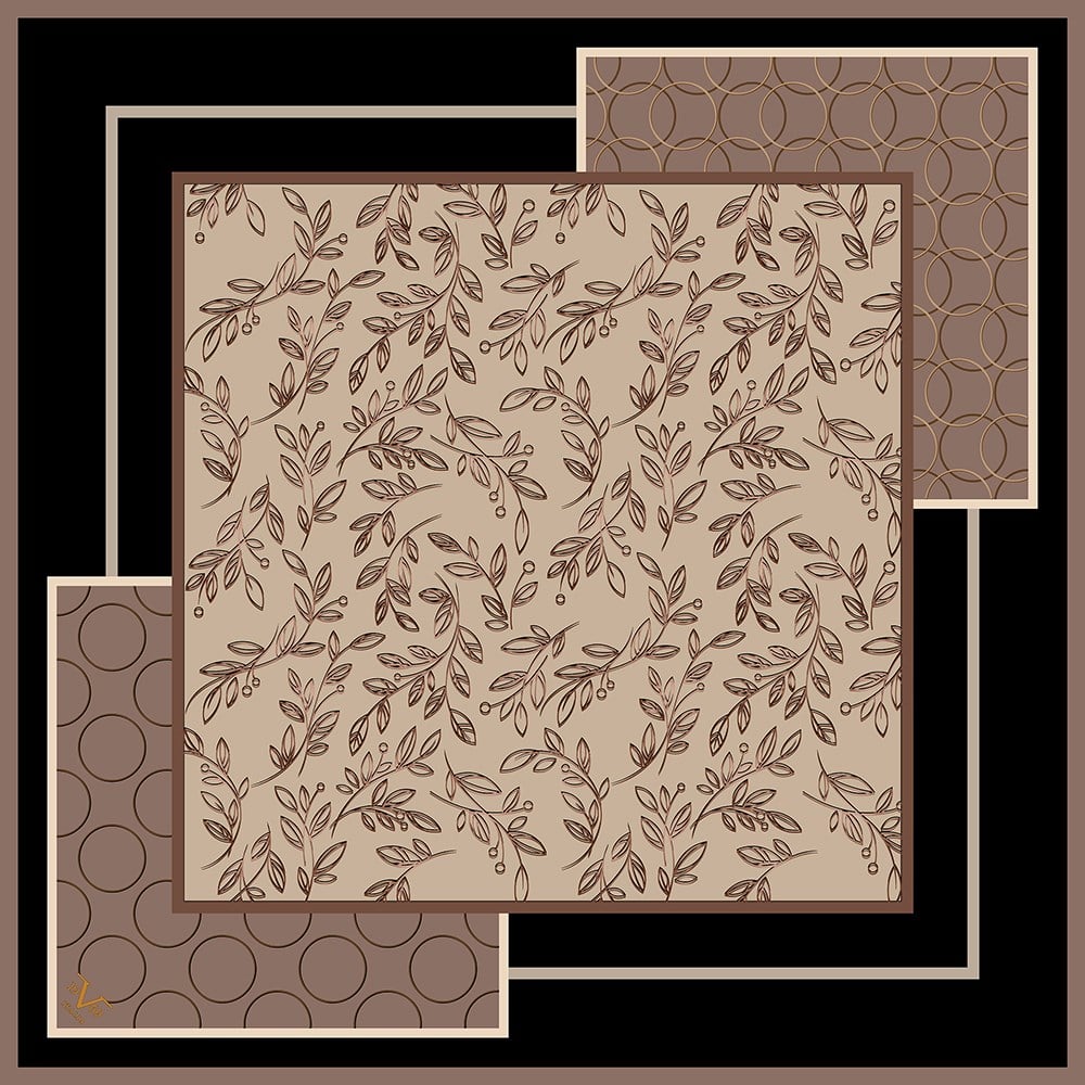 EŞARPÇiçekli Desen Black Seri Twill Eşarp Askısı ile Birlikte 90x90 cm