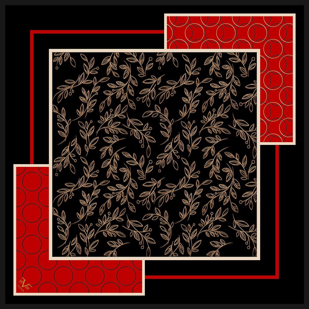 EŞARPÇiçekli Desen Black Seri Twill Eşarp Askısı ile Birlikte 90x90 cm
