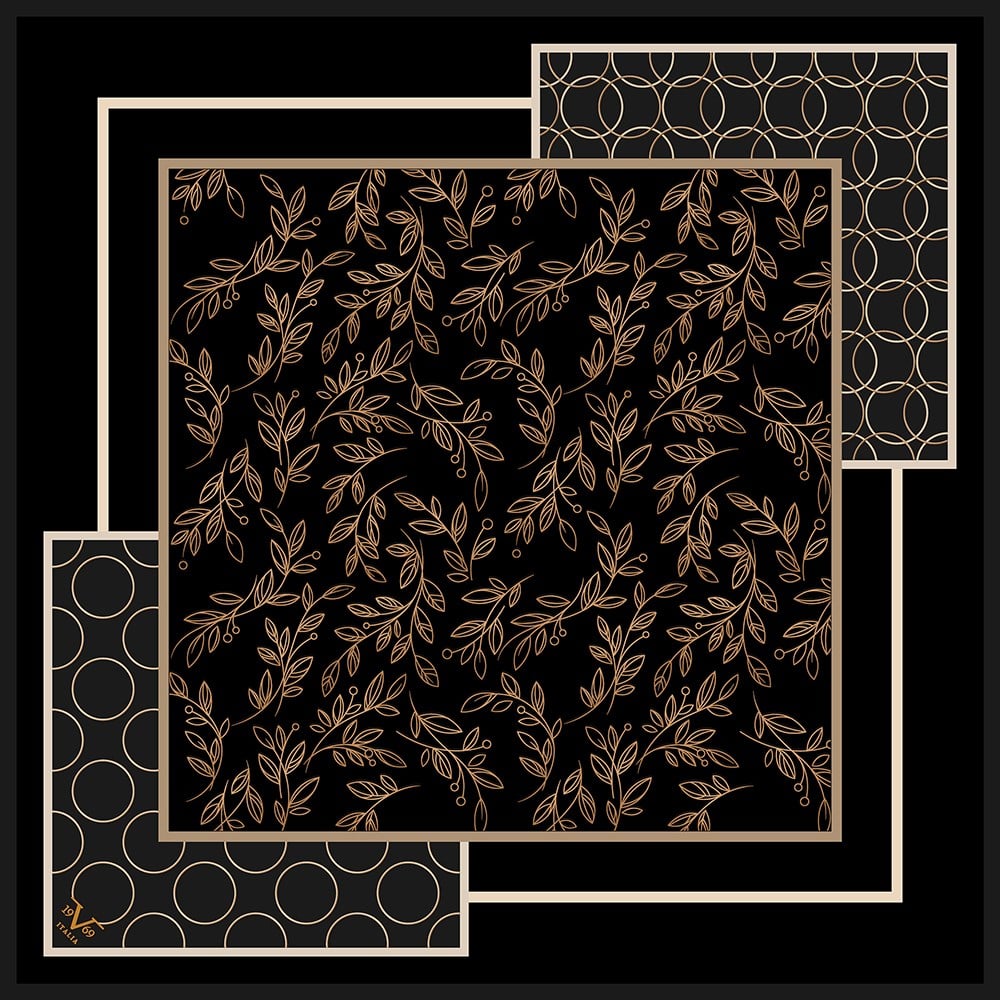 EŞARPÇiçekli Desen Black Seri Twill Eşarp Askısı ile Birlikte 90x90 cm