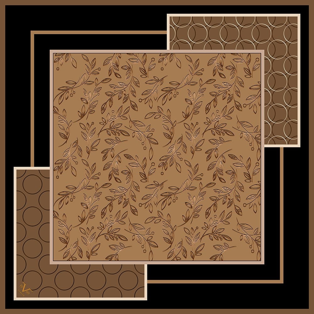 EŞARPÇiçekli Desen Black Seri Twill Eşarp Askısı ile Birlikte 90x90 cm