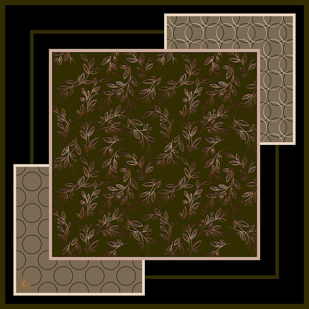 EŞARPÇiçekli Desen Black Seri Twill Eşarp Askısı ile Birlikte 90x90 cm