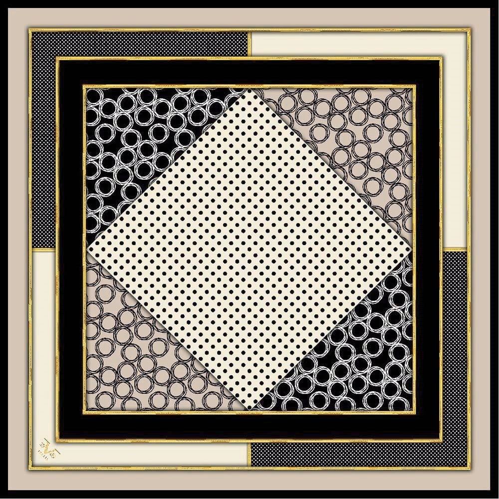 GOLD SERİ EŞARPGeometrik Desen Gold Seri Twill Eşarp Askısı ile Birlikte 90x90 cm
