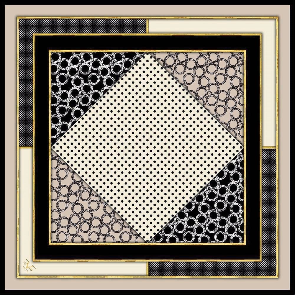GOLD SERİ EŞARPGeometrik Desen Gold Seri Twill Eşarp Askısı ile Birlikte 90x90 cm