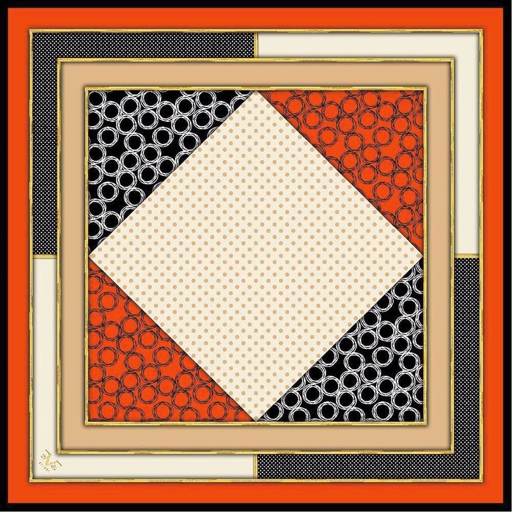 GOLD SERİ EŞARPGeometrik Desen Gold Seri Twill Eşarp Askısı ile Birlikte 90x90 cm