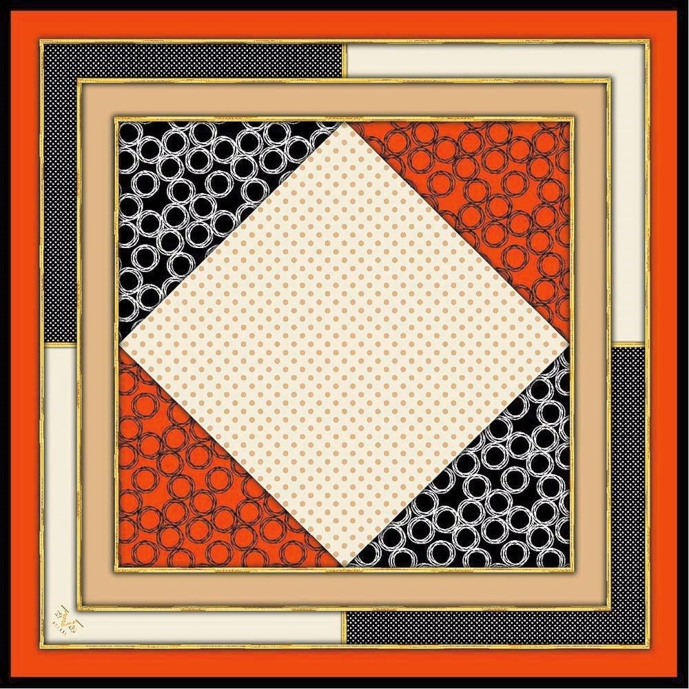 GOLD SERİ EŞARPGeometrik Desen Gold Seri Twill Eşarp Askısı ile Birlikte 90x90 cm