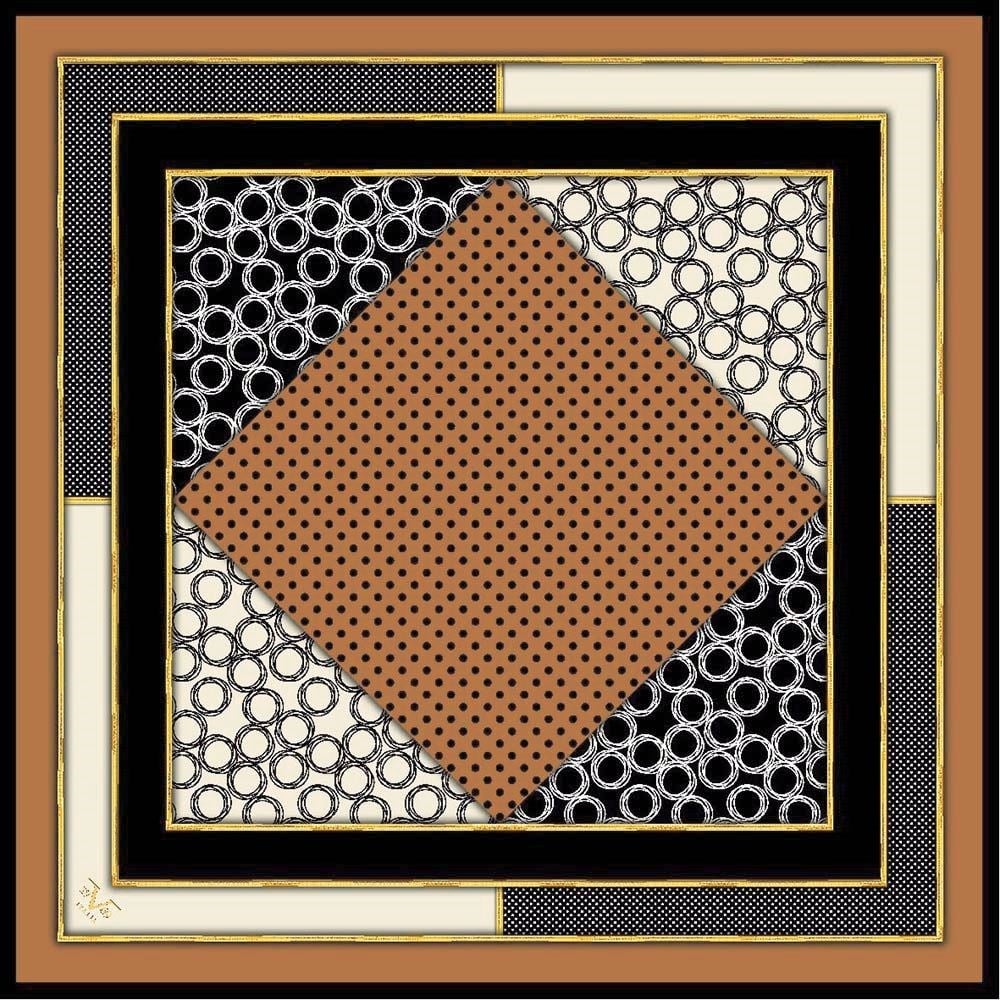 GOLD SERİ EŞARPGeometrik Desen Gold Seri Twill Eşarp Askısı ile Birlikte 90x90 cm