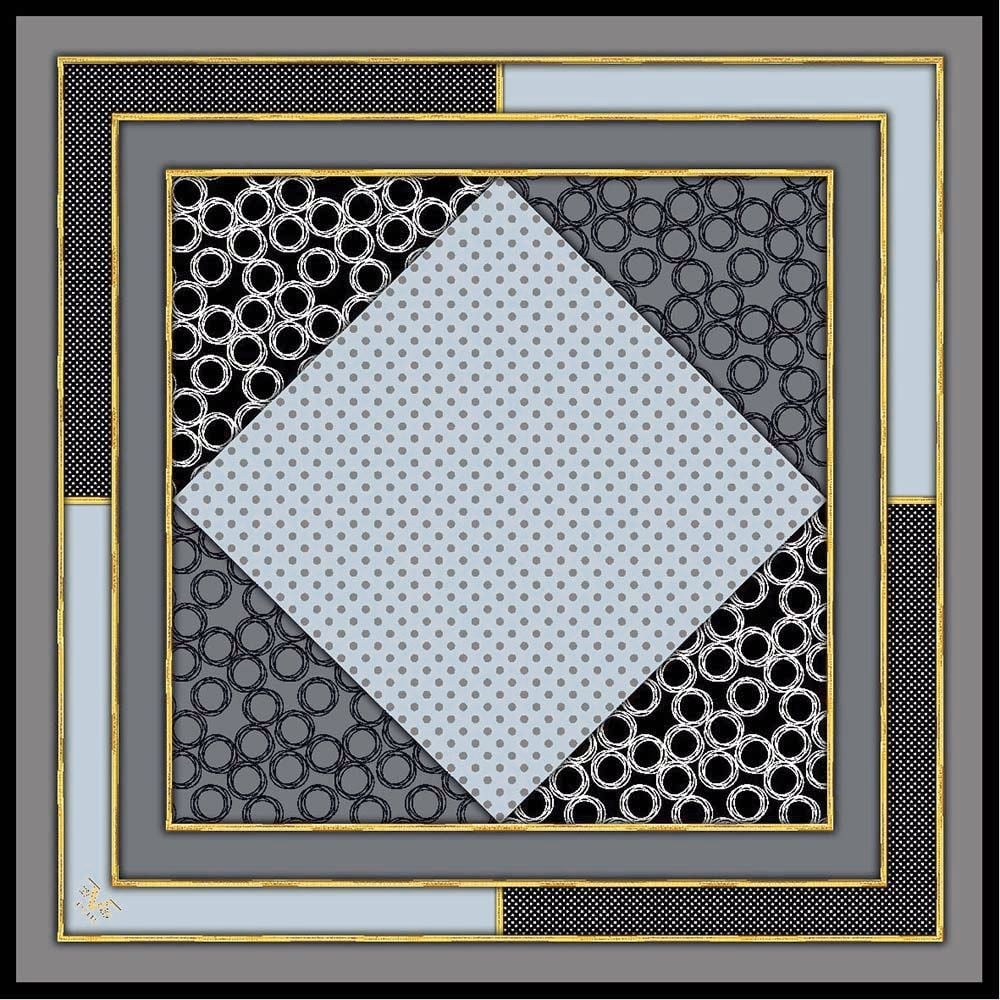 GOLD SERİ EŞARPGeometrik Desen Gold Seri Twill Eşarp Askısı ile Birlikte 90x90 cm