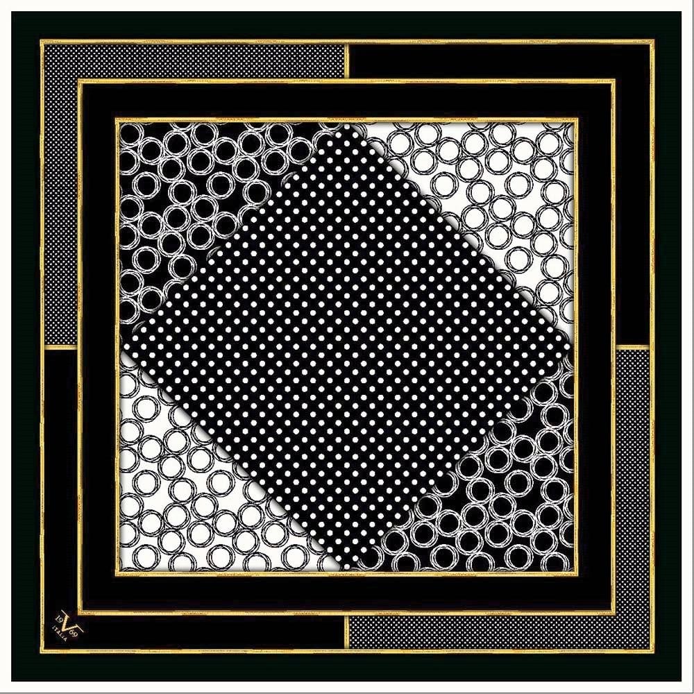 GOLD SERİ EŞARPGeometrik Desen Gold Seri Twill Eşarp Askısı ile Birlikte 90x90 cm