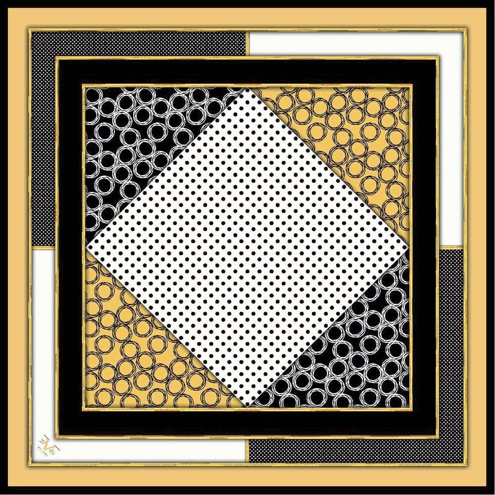 GOLD SERİ EŞARPGeometrik Desen Gold Seri Twill Eşarp Askısı ile Birlikte 90x90 cm
