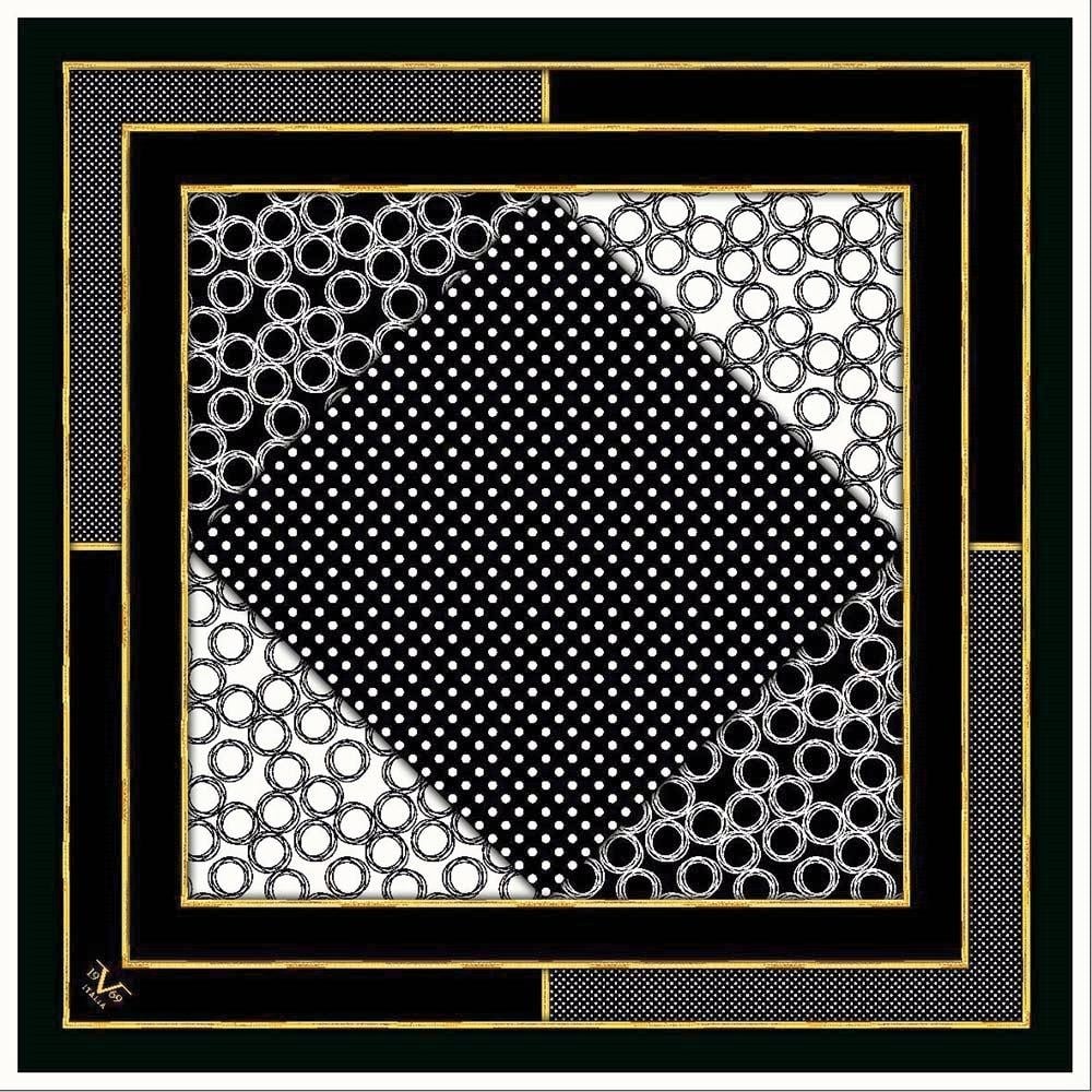 GOLD SERİ EŞARPGeometrik Desen Gold Seri Twill Eşarp Askısı ile Birlikte 90x90 cm