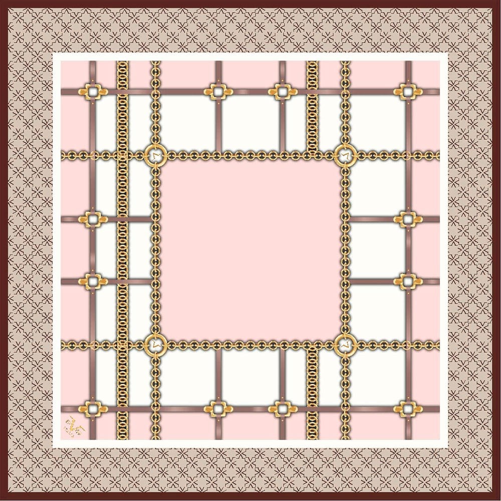 EŞARPGeometrik Desen Gold Seri Twill Eşarp Askısı ile Birlikte 90x90 cm