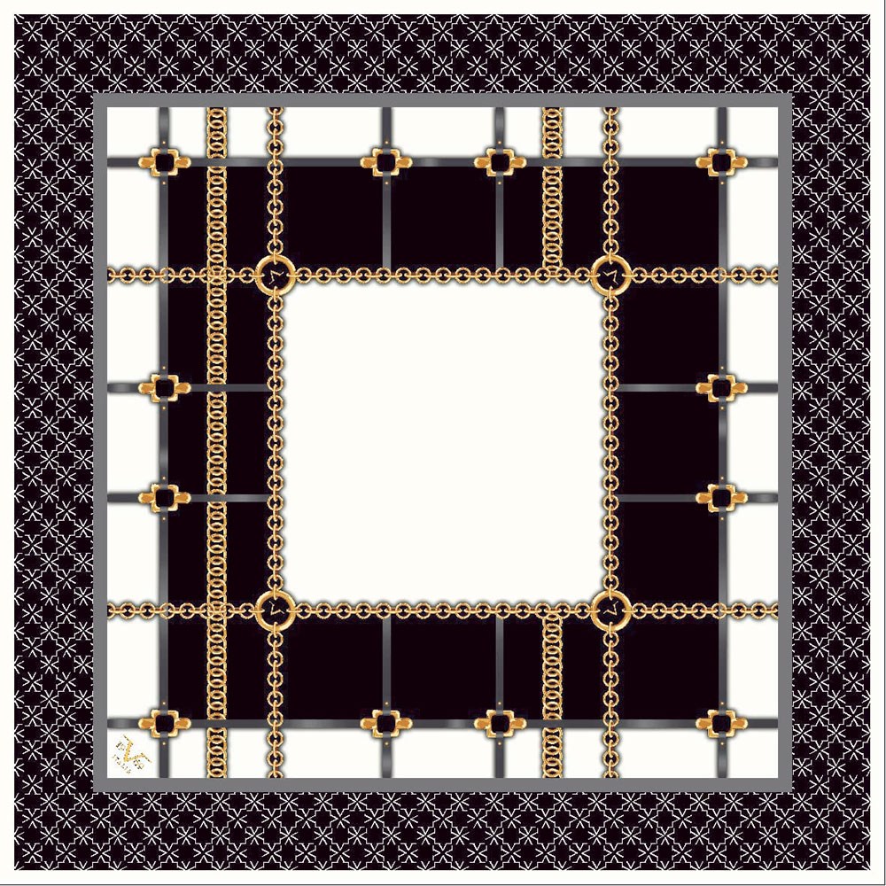 EŞARPGeometrik Desen Gold Seri Twill Eşarp Askısı ile Birlikte 90x90 cm