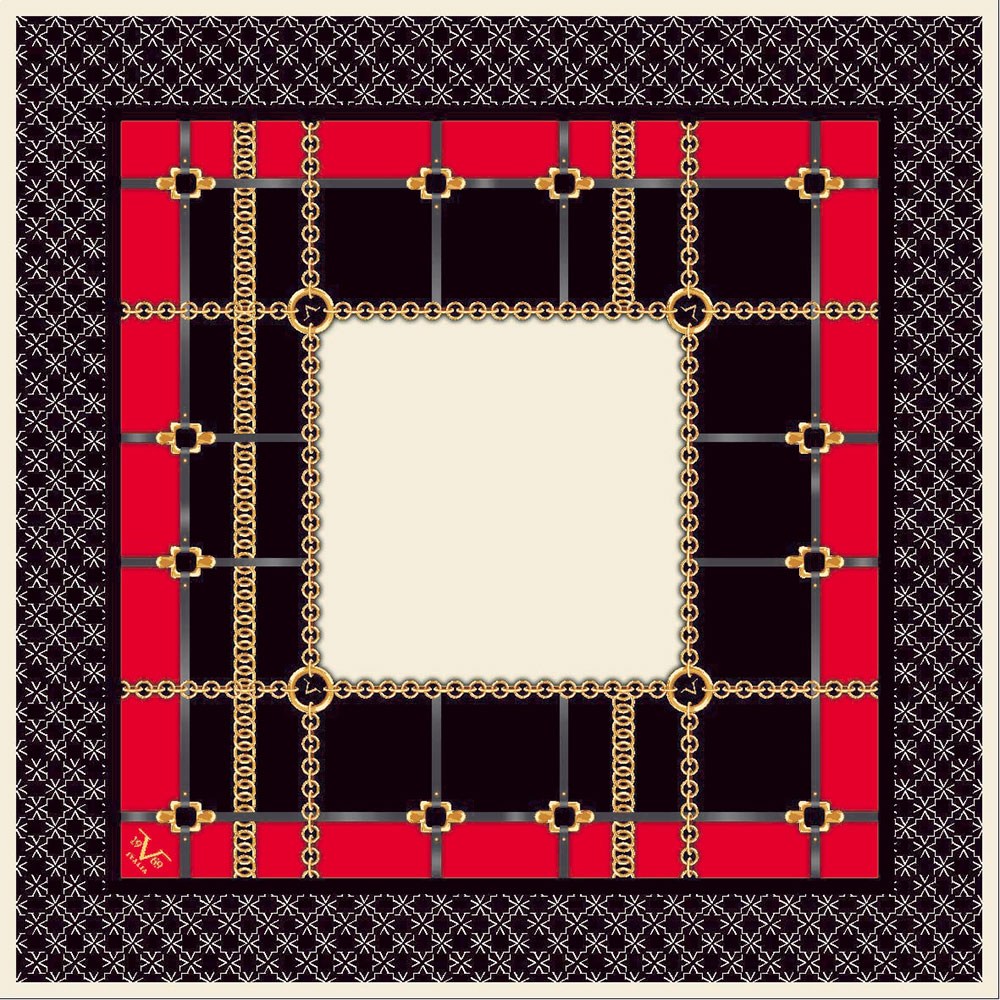 EŞARPGeometrik Desen Gold Seri Twill Eşarp Askısı ile Birlikte 90x90 cm