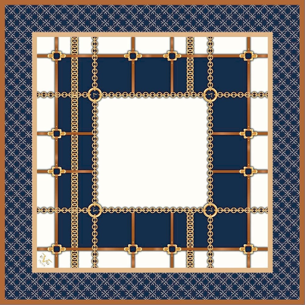 EŞARPGeometrik Desen Gold Seri Twill Eşarp Askısı ile Birlikte 90x90 cm