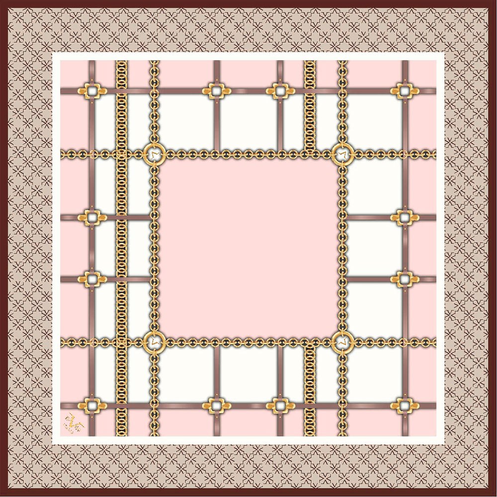 EŞARPGeometrik Desen Gold Seri Twill Eşarp Askısı ile Birlikte 90x90 cm