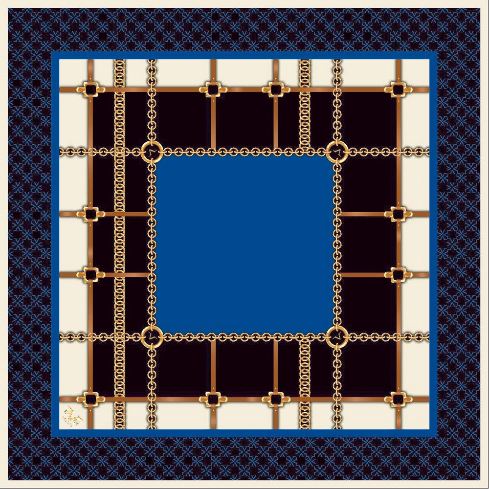 EŞARPGeometrik Desen Gold Seri Twill Eşarp Askısı ile Birlikte 90x90 cm