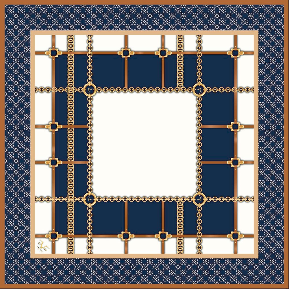 EŞARPGeometrik Desen Gold Seri Twill Eşarp Askısı ile Birlikte 90x90 cm