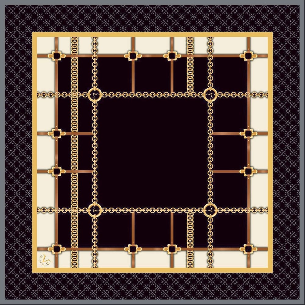 EŞARPGeometrik Desen Gold Seri Twill Eşarp Askısı ile Birlikte 90x90 cm