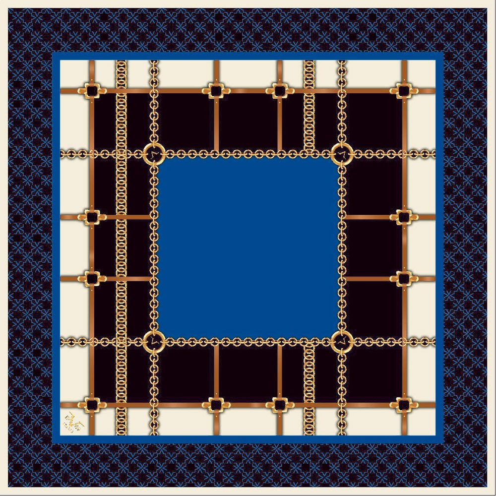 EŞARPGeometrik Desen Gold Seri Twill Eşarp Askısı ile Birlikte 90x90 cm
