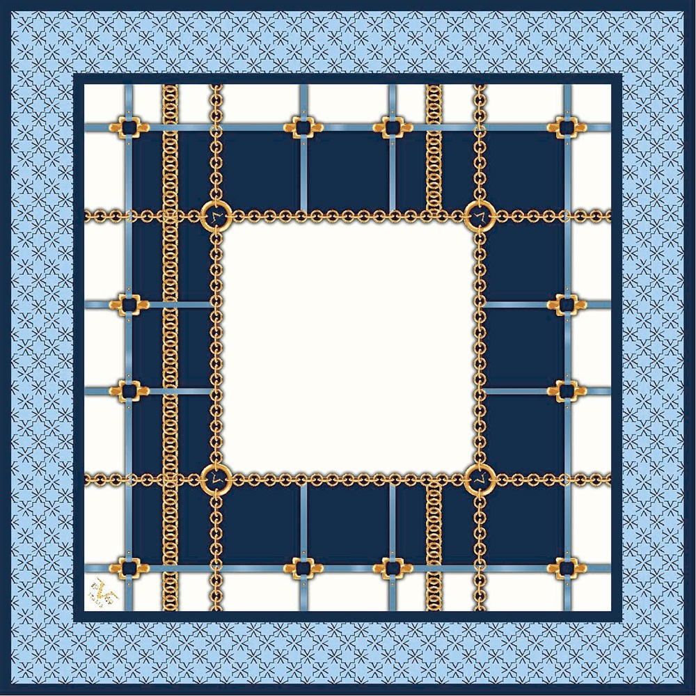 EŞARPGeometrik Desen Gold Seri Twill Eşarp Askısı ile Birlikte 90x90 cm