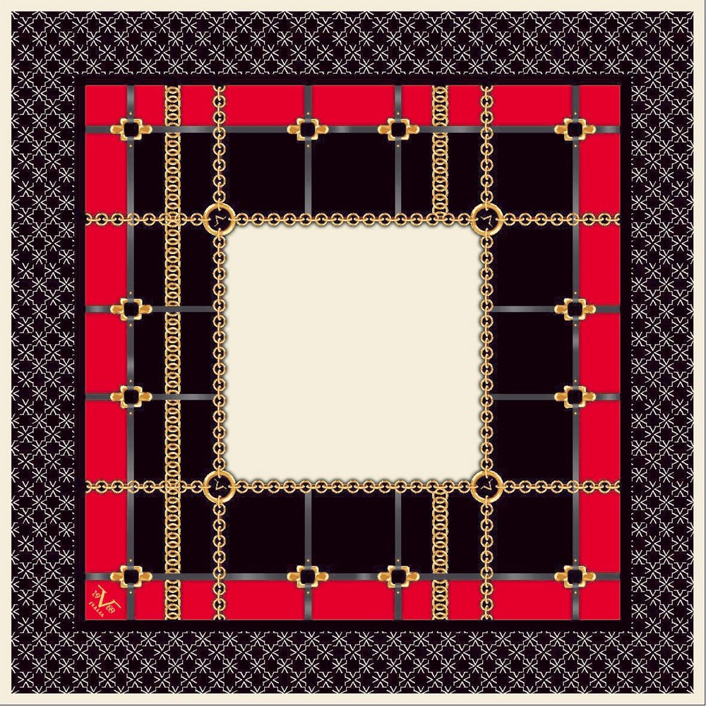 EŞARPGeometrik Desen Gold Seri Twill Eşarp Askısı ile Birlikte 90x90 cm