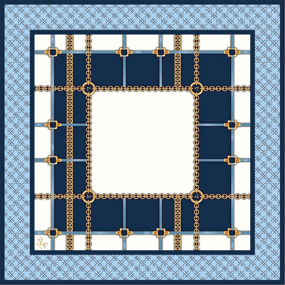 EŞARPGeometrik Desen Gold Seri Twill Eşarp Askısı ile Birlikte 90x90 cm