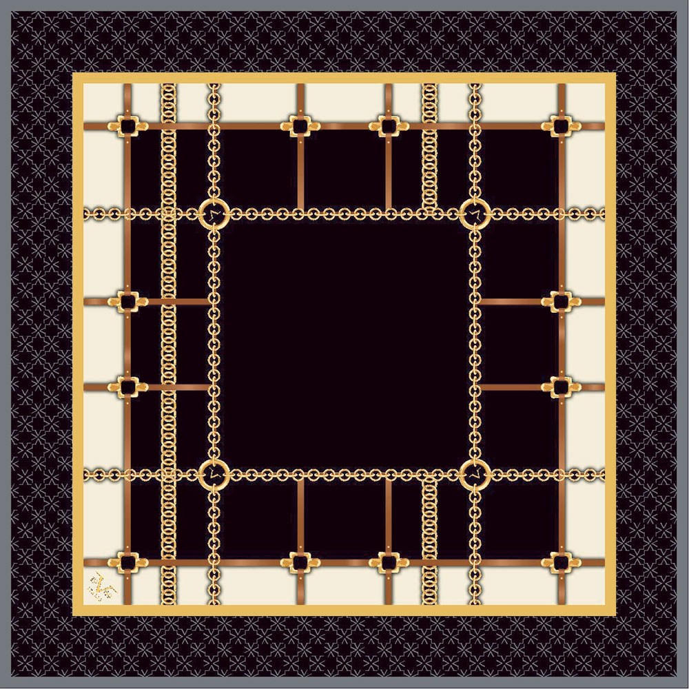 EŞARPGeometrik Desen Gold Seri Twill Eşarp Askısı ile Birlikte 90x90 cm