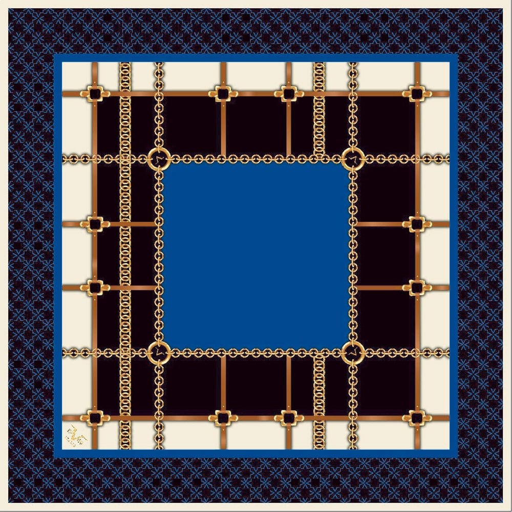 EŞARPGeometrik Desen Gold Seri Twill Eşarp Askısı ile Birlikte 90x90 cm