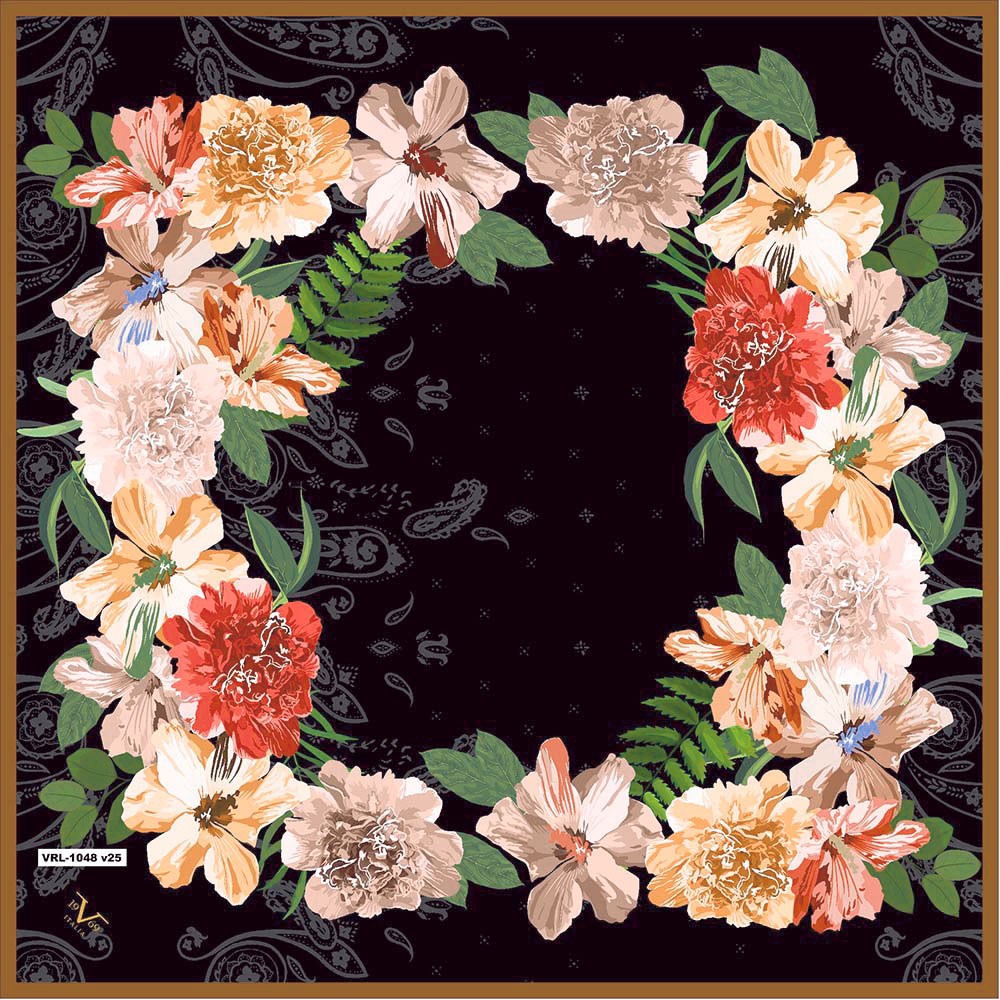 BLACK SERİ EŞARPÇiçekli Desen Black Seri Twill Eşarp Askısı ile Birlikte 90x90 cm