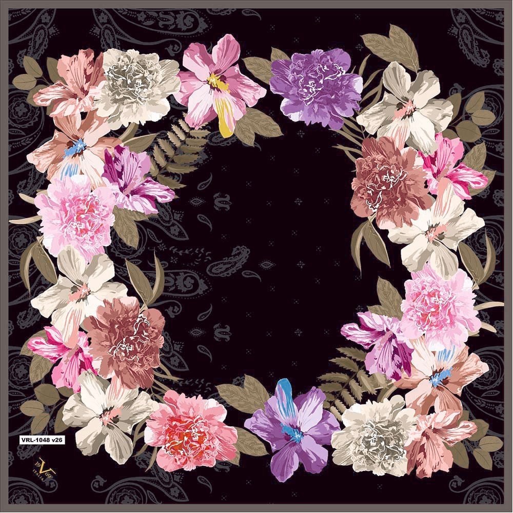 BLACK SERİ EŞARPÇiçekli Desen Black Seri Twill Eşarp Askısı ile Birlikte 90x90 cm