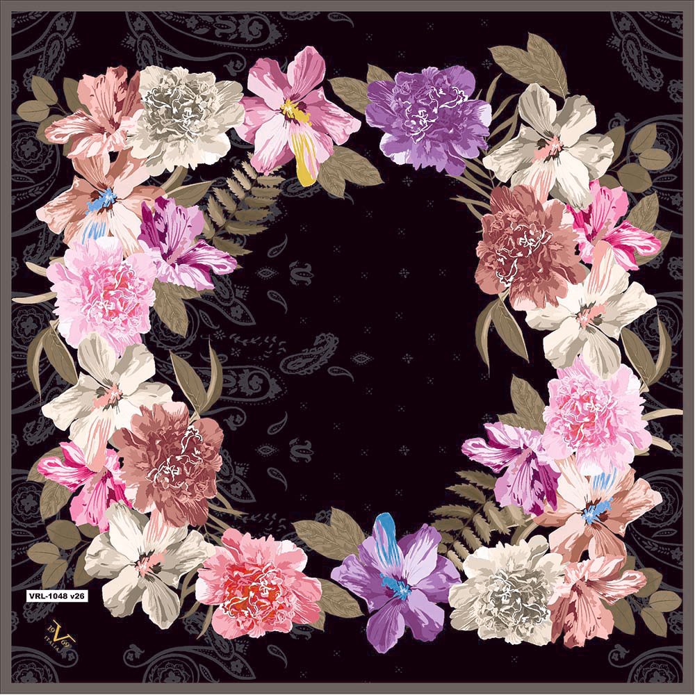 BLACK SERİ EŞARPÇiçekli Desen Black Seri Twill Eşarp Askısı ile Birlikte 90x90 cm