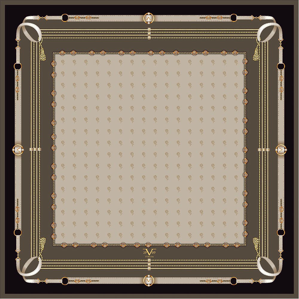 EŞARPGeometrik Desen Gold Seri Twill Eşarp Askısı ile Birlikte 90x90 cm