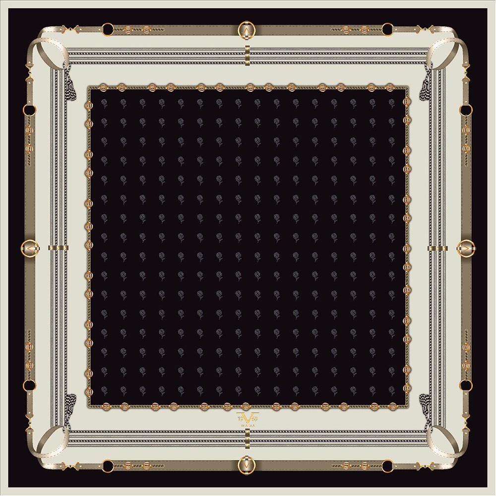 EŞARPGeometrik Desen Gold Seri Twill Eşarp Askısı ile Birlikte 90x90 cm