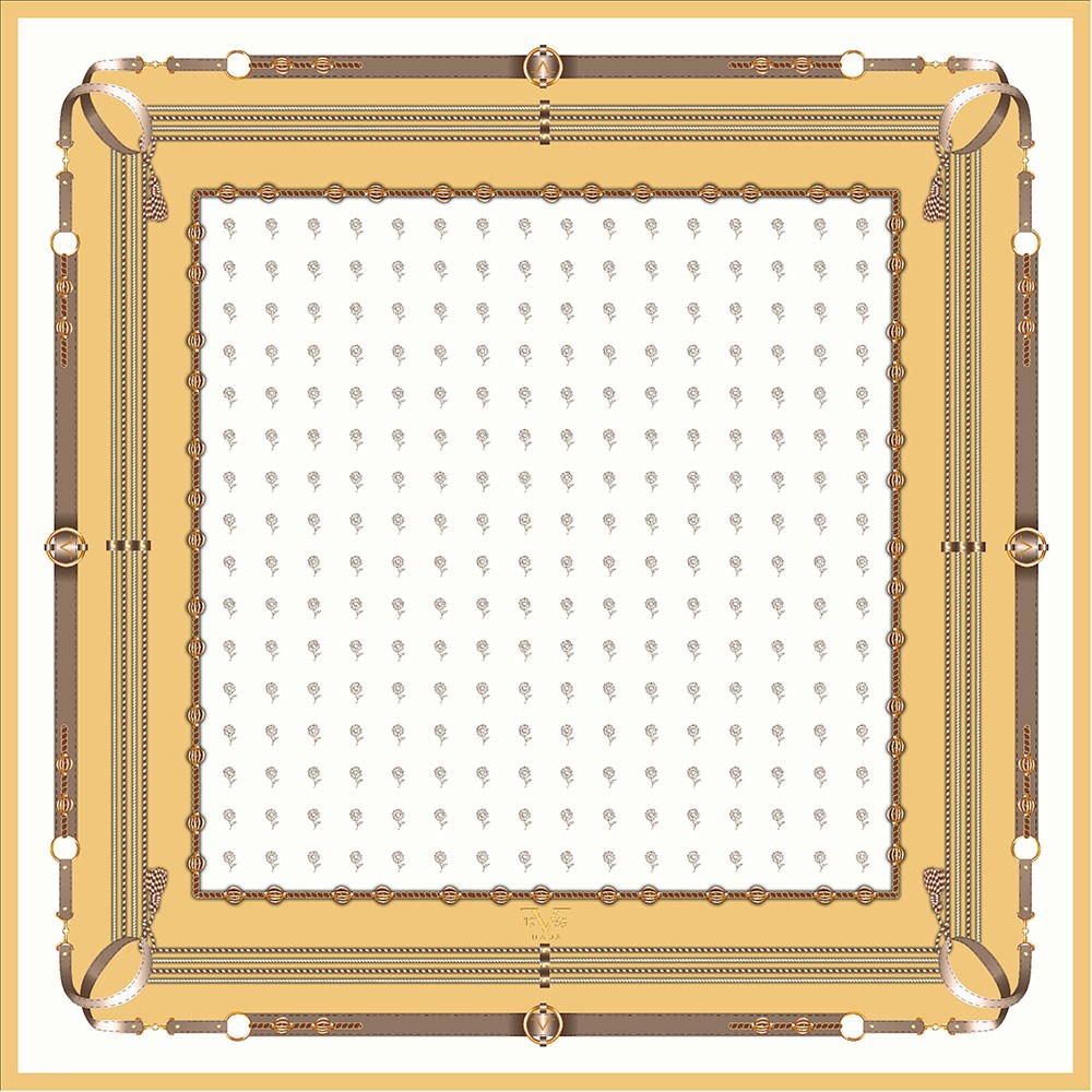 EŞARPGeometrik Desen Gold Seri Twill Eşarp Askısı ile Birlikte 90x90 cm