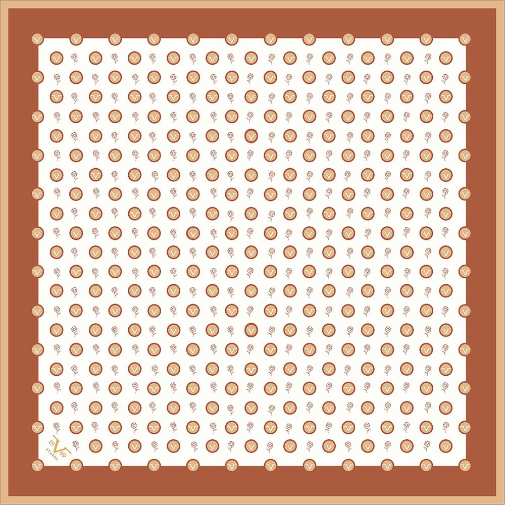 GOLD SERİ EŞARPGeometrik Logolu Desen Gold Seri Twill Eşarp Askısı ile Birlikte 90x90 cm