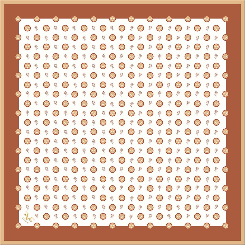 GOLD SERİ EŞARPGeometrik Logolu Desen Gold Seri Twill Eşarp Askısı ile Birlikte 90x90 cm