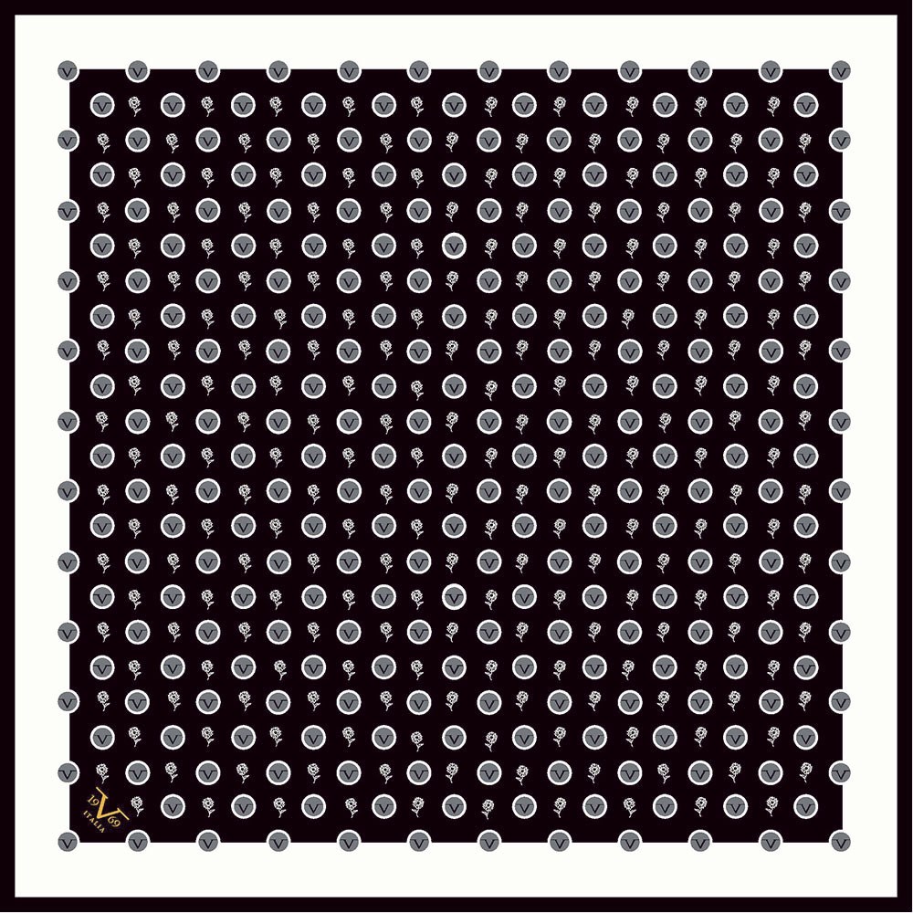 GOLD SERİ EŞARPGeometrik Logolu Desen Gold Seri Twill Eşarp Askısı ile Birlikte 90x90 cm