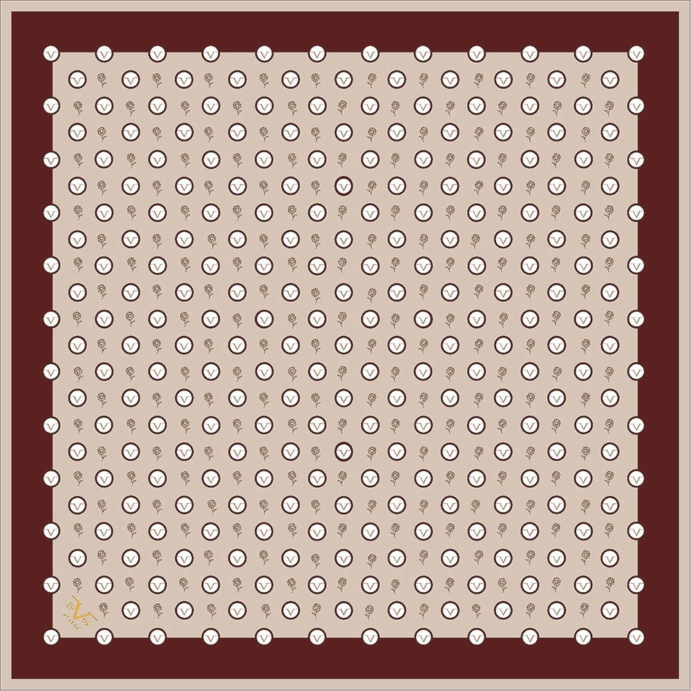 GOLD SERİ EŞARPGeometrik Logolu Desen Gold Seri Twill Eşarp Askısı ile Birlikte 90x90 cm