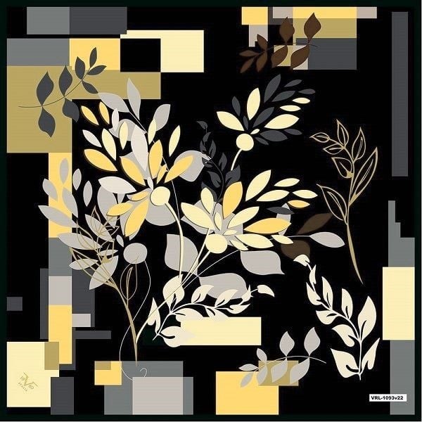 BLACK SERİ EŞARPÇiçekli Desen Black Seri Twill Eşarp Askısı ile Birlikte 90x90 cm