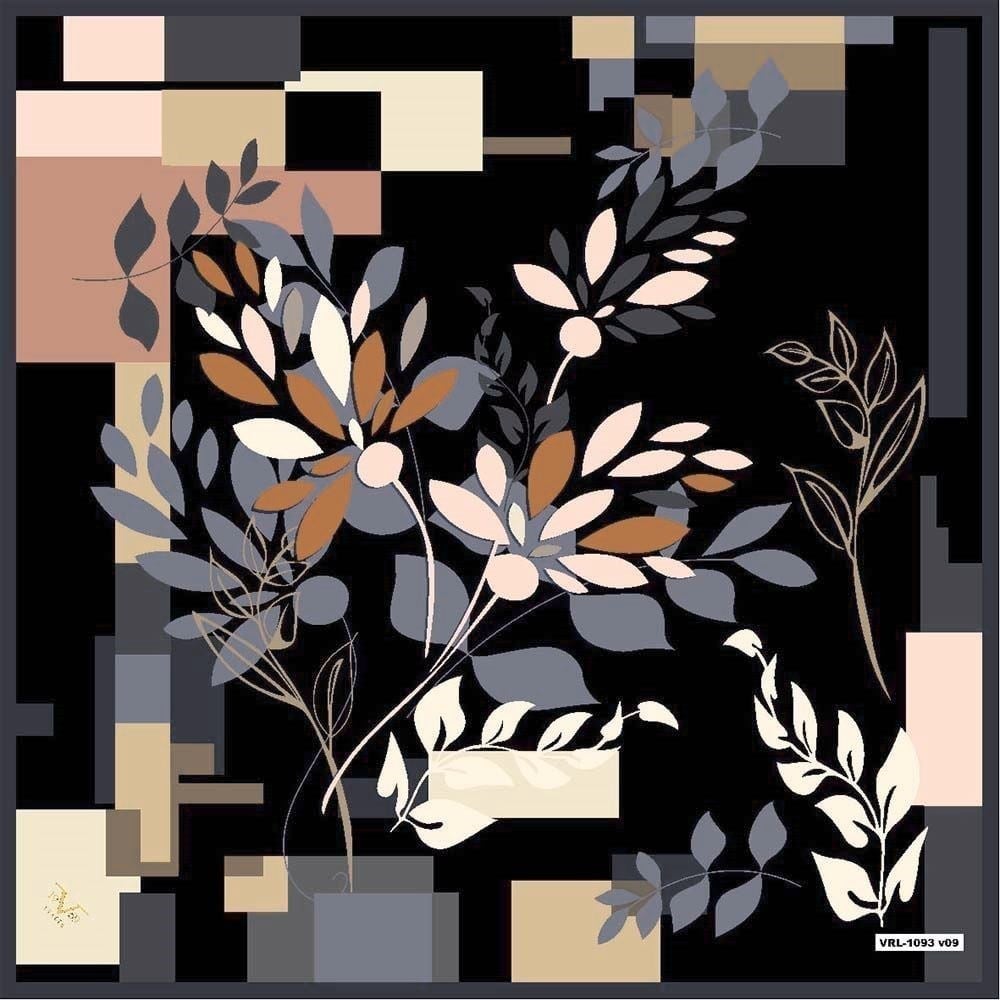 BLACK SERİ EŞARPÇiçekli Desen Black Seri Twill Eşarp Askısı ile Birlikte 90x90 cm
