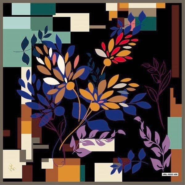 BLACK SERİ EŞARPÇiçekli Desen Black Seri Twill Eşarp Askısı ile Birlikte 90x90 cm