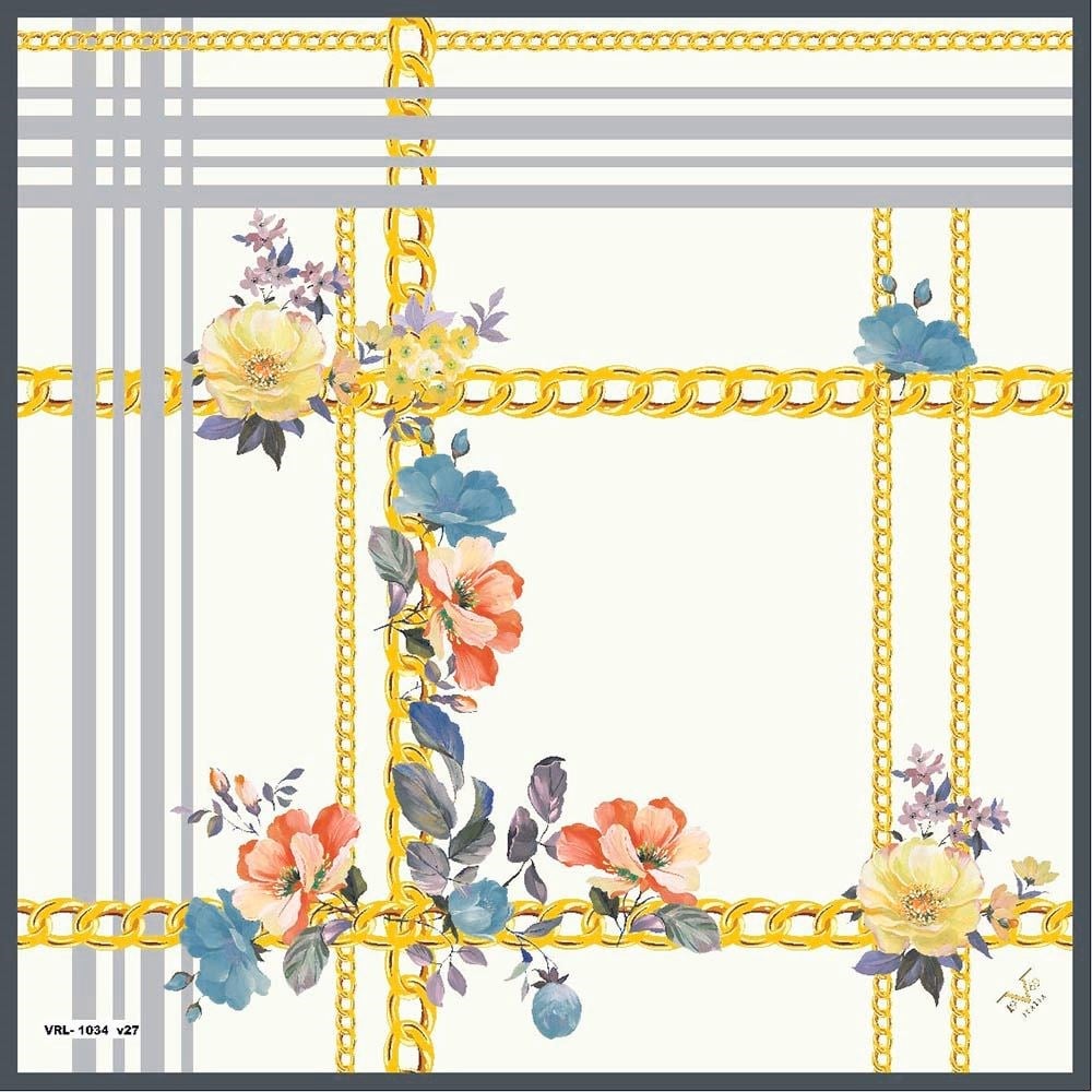 GOLD SERİ EŞARPÇiçekli Desen Gold Seri Twill Eşarp Askısı ile Birlikte 90x90 cm