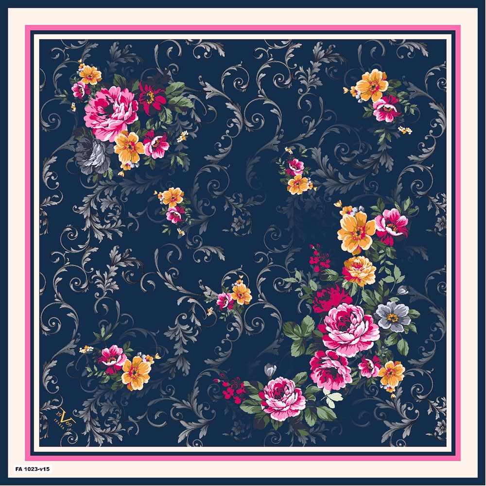 EŞARPÇiçekli Desen Black Seri Rayon Eşarp Askısı ile Birlikte 90x90 cm