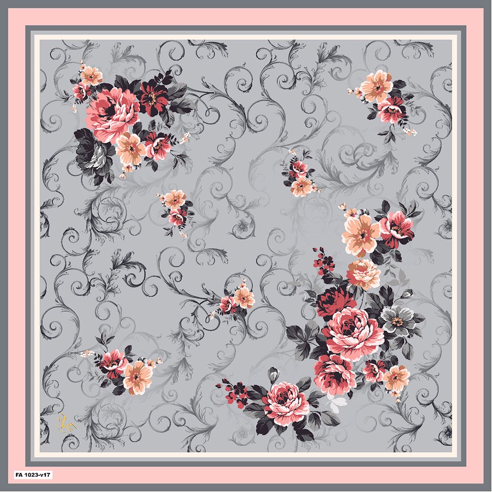 EŞARPÇiçekli Desen Black Seri Rayon Eşarp Askısı ile Birlikte 90x90 cm