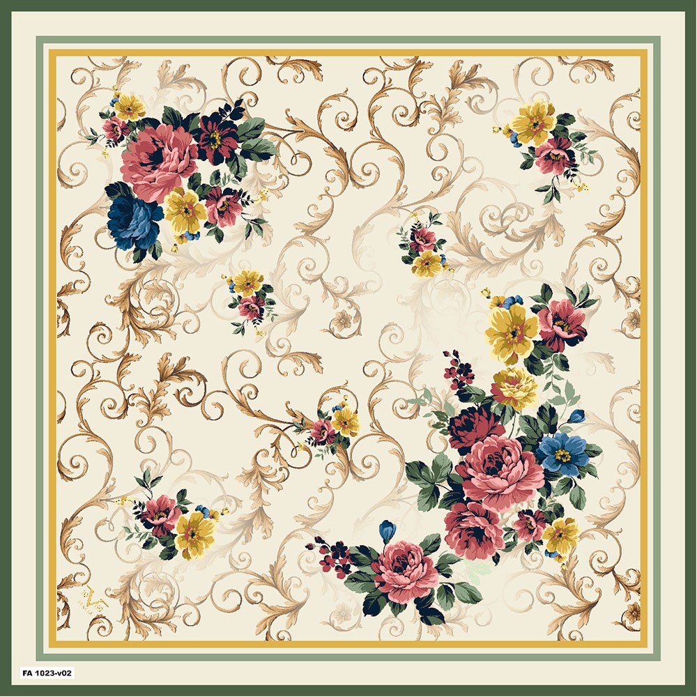 EŞARPÇiçekli Desen Black Seri Rayon Eşarp Askısı ile Birlikte 90x90 cm