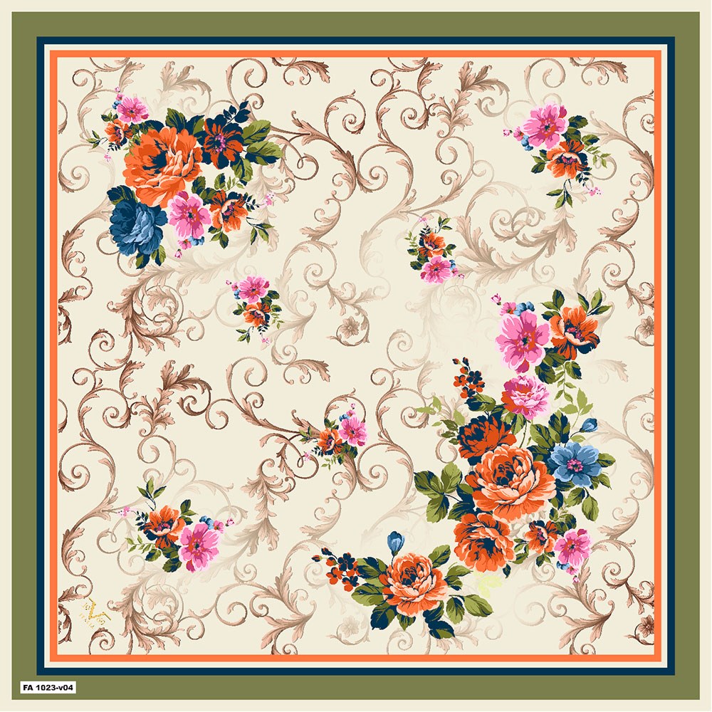 EŞARPÇiçekli Desen Black Seri Rayon Eşarp Askısı ile Birlikte 90x90 cm