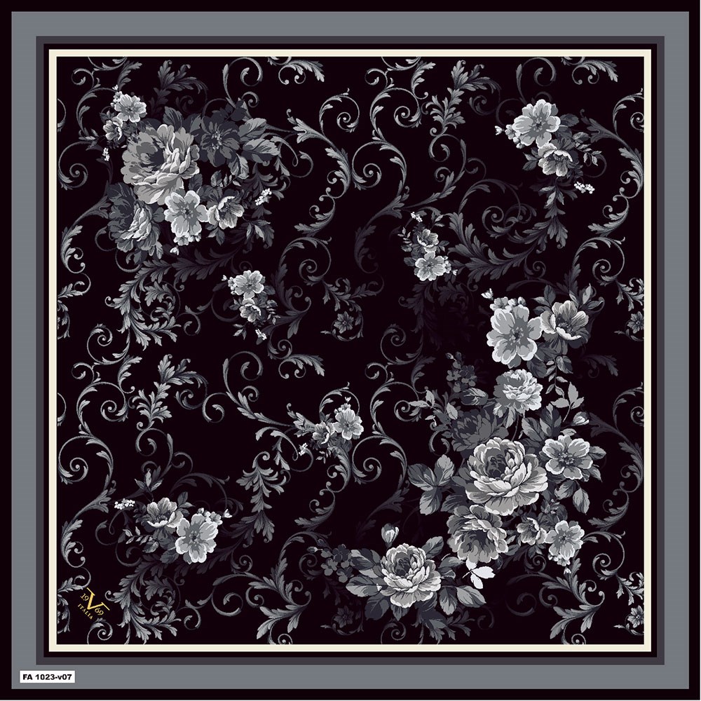 EŞARPÇiçekli Desen Black Seri Rayon Eşarp Askısı ile Birlikte 90x90 cm